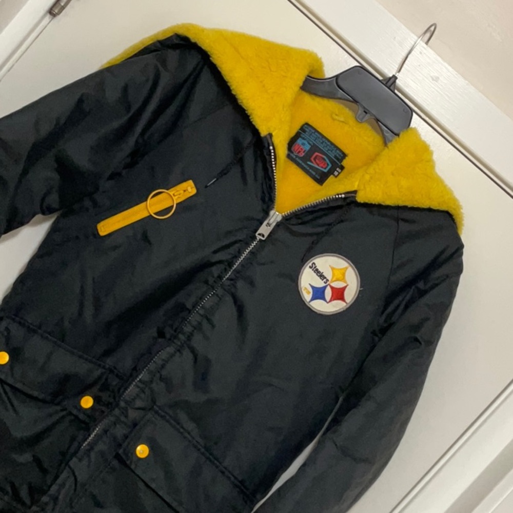 NFL Black and Yellow Puffer Jacket with Team Emblem